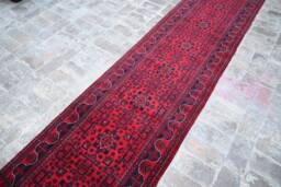 13 Ft, Long Runner Rug, Best Quality Turkmen Khamyab Khal Mohammdi, Bukhara Runner, Afghan Handmade Wool, Oriental Hallway Runner 13.0 X 2.9 - thumbnail 1