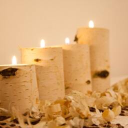 White Birch Candle Holders Christmas Yule Log Table Centerpiece - Set Of 4 - thumbnail 2