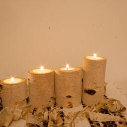 White Birch Candle Holders Christmas Yule Log Table Centerpiece - Set Of 4 - thumbnail 4