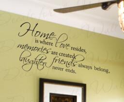 Home Where Love Resides Memories Abide Family Wall Decal Decor Saying Lettering Adhesive Vinyl Quote Sticker Decoration F65 - thumbnail 1