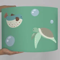 Lampshade Nursery Fish Whale Turtle Sea Ocean Green - thumbnail 3