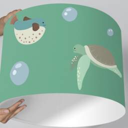 Lampshade Nursery Fish Whale Turtle Sea Ocean Green - thumbnail 2