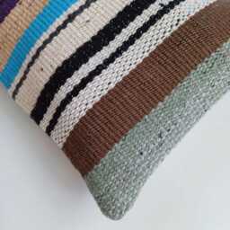 Handmade Cushion Cover, Striped Turkish Rug Cushion, Pillow, Decorative Throw Kilim 12''x12''/30x30 cm - thumbnail 3