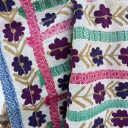 Vintage Suzani Kantha Quilt Handmade Reversible Cotton Bedspread Floral Embroidered Boho Throw Blanket - thumbnail 2