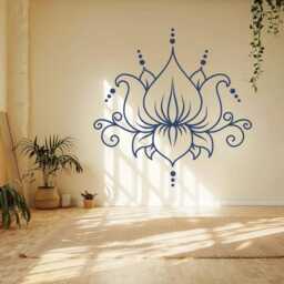 Lotus Mandala Wall Decal Boho Yoga Decor, Removable Vinyl Sticker - thumbnail 2