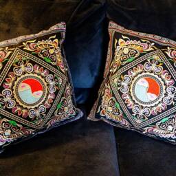 Boho Pillow Cover Set, Gift, Bedroom Decor, Hippie Home Wedding Ethnic Cushion Cover, Throw Set Of 2 - thumbnail 2