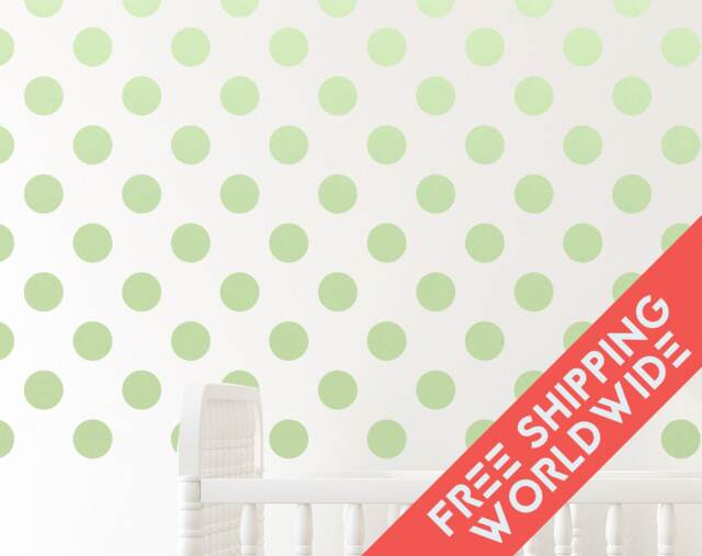 Polka Dots Green Key Lime Light Wall Decals Decor Stickers Nursery Baby Circle Pattern Modern & Scandinavian - image 1