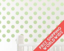 Polka Dots Green Key Lime Light Wall Decals Decor Stickers Nursery Baby Circle Pattern Modern & Scandinavian - thumbnail 1