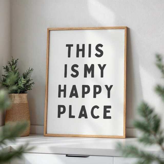This Is My Happy Place Wall Print, Poster, Welcome Sign Affirmation Retro Style Print Home Decor, Living Room Art - image 1