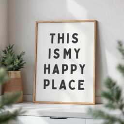 This Is My Happy Place Wall Print, Poster, Welcome Sign Affirmation Retro Style Print Home Decor, Living Room Art - thumbnail 1