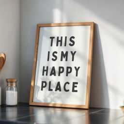 This Is My Happy Place Wall Print, Poster, Welcome Sign Affirmation Retro Style Print Home Decor, Living Room Art - thumbnail 3