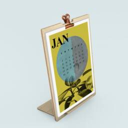 2026 Desktop Calendar With Easel, Botanical Gift, Desk Calendar, Gift For Her, Rose Gold Clip, Plant Set - thumbnail 1