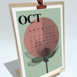 2026 Desktop Calendar With Easel, Botanical Gift, Desk Calendar, Gift For Her, Rose Gold Clip, Plant Set - thumbnail 3