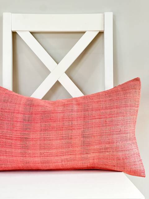 Pink Neutral Tribal Hemp Hand Woven Natural Dye Color Lumbar Pillow Cover - image 1