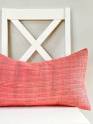 Pink Neutral Tribal Hemp Hand Woven Natural Dye Color Lumbar Pillow Cover - thumbnail 1