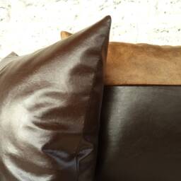 Capri Dark Brown Faux Leather Fabric Pillow Cover /Modern Scandinavian Homes/Housewarming Gift-1Pcs - thumbnail 3