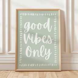 Good Vibes Only Sage Green Print, Daily Affirmations Poster, Minimalist Decor, Cute Bedroom Postive Wall Art, Simply Home Art - thumbnail 1