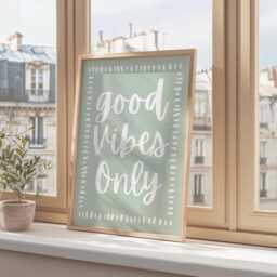 Good Vibes Only Sage Green Print, Daily Affirmations Poster, Minimalist Decor, Cute Bedroom Postive Wall Art, Simply Home Art - thumbnail 2