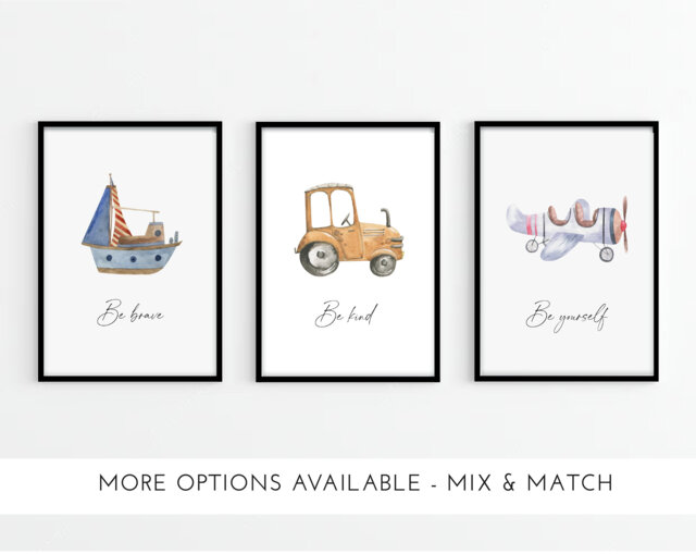 Vehicle Quote Prints Boys Nursery Decor, Set Of 6 - A4 - image 1
