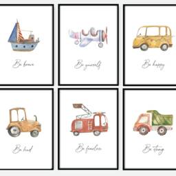 Vehicle Quote Prints Boys Nursery Decor, Set Of 6 - A4 - thumbnail 2