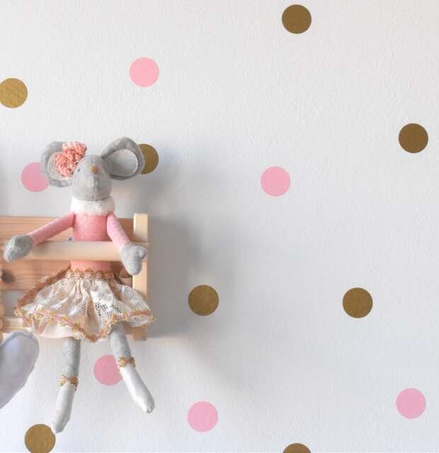 Gold & Pink Dots, Stickers On The Wall, For Children's Room, Girl's Baby Girl, Child's Polka Dots - image 1