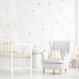 Gold & Pink Dots, Stickers On The Wall, For Children's Room, Girl's Baby Girl, Child's Polka Dots - thumbnail 2