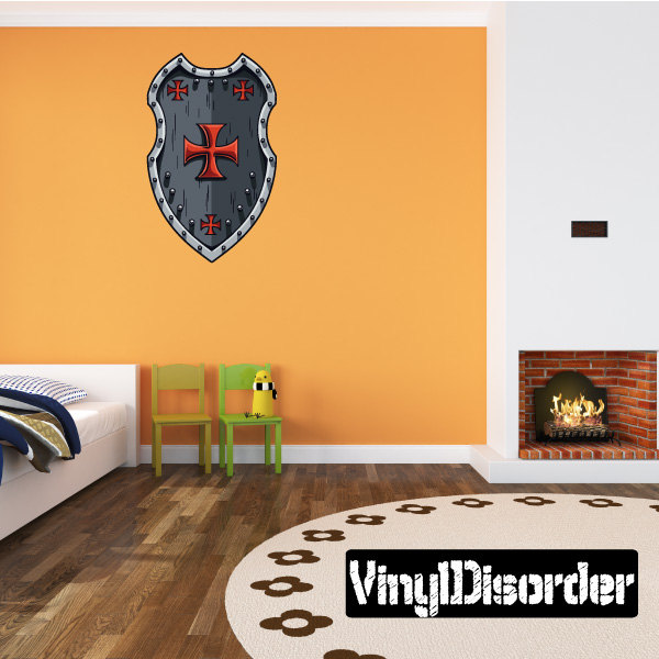 Sheild Wall Decal - Fabric Vinyl Removable & Reusable Shielduscolor008Et