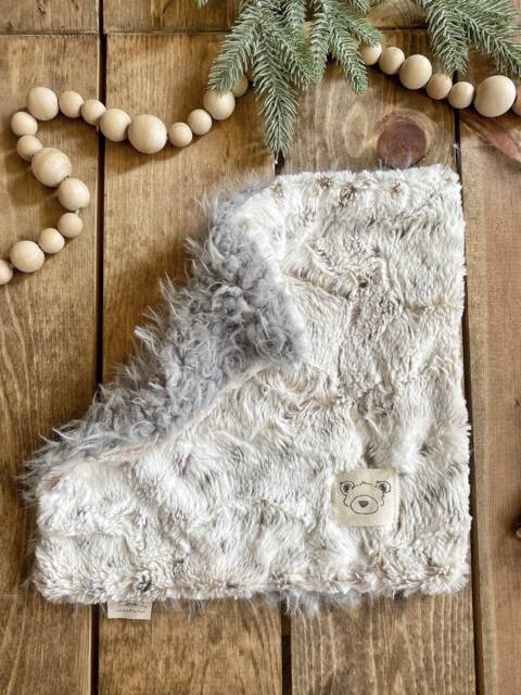 Fawn Minky Lovey Baby Blanket With Faux Fur For Nursery - image 1