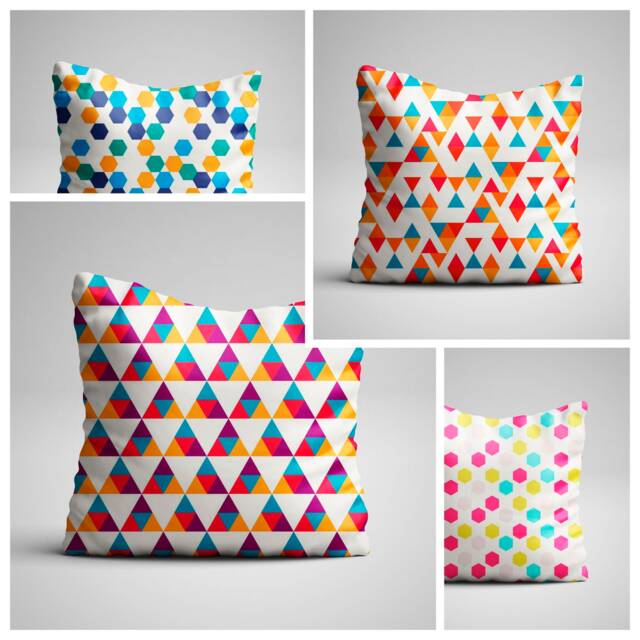 Pillow, Cushion, Gift, Pillow Cover, Geometric Style, Decorative Pillow, Handmade, Design Fabric, Unique Design, 16x16 Inch - image 1