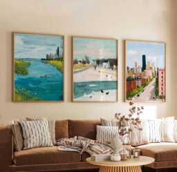 Set Of 3 Illinois Posters, Usa Wall Art Prints, Travel Poster Set, City & Nature Midwestern Landscape Posters - thumbnail 1