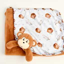 Personalised Cubbies Monkey Baby Blanket, Embroidered, , Personalized Baby Gift - thumbnail 2