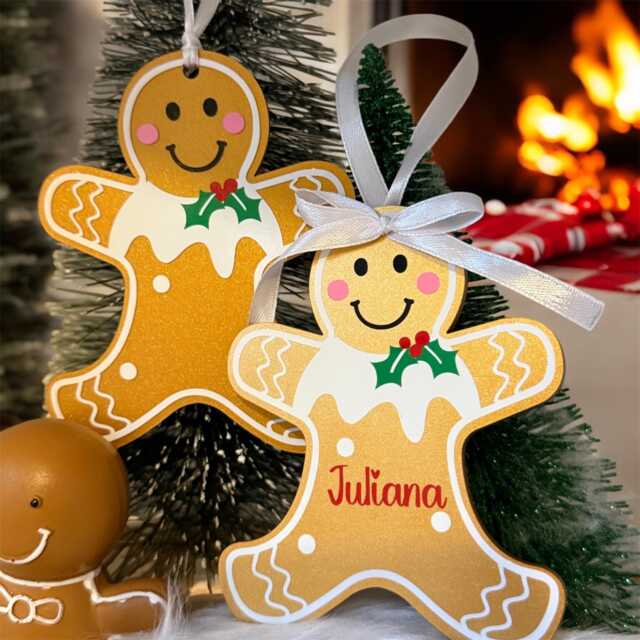 Personalised Gingerbread Man Bauble Christmas Pudding Decoration - image 1