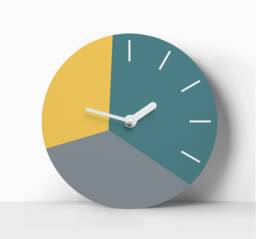 Teal & Mustard Wood Wall Clock, Scandinavian Minimalist Decor