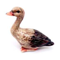 Miniature Ceramic Duck Goose Bird Standing Animal Little Brown Beige Figurine Tiny Statue Small Decoration Hand Painted Collectible Figure - thumbnail 2