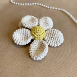 Crochet Flower Baby Rattle Personalized Wooden Newborn Gift - thumbnail 4