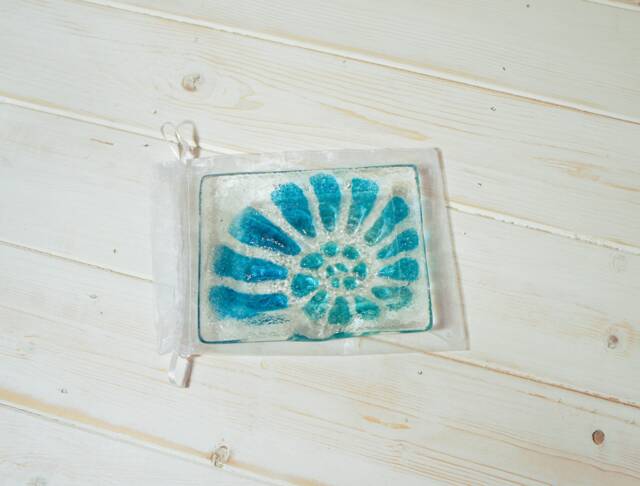 Ammonite Fused Glass Soap Dish 13x10cm - 5x4 - image 1