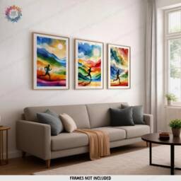 Colourful Running Prints - 3 Runner Posters - Watercolour Wall Art Men Artwork Run Room Decor Jogging Boys Gifts Marathon - thumbnail 2