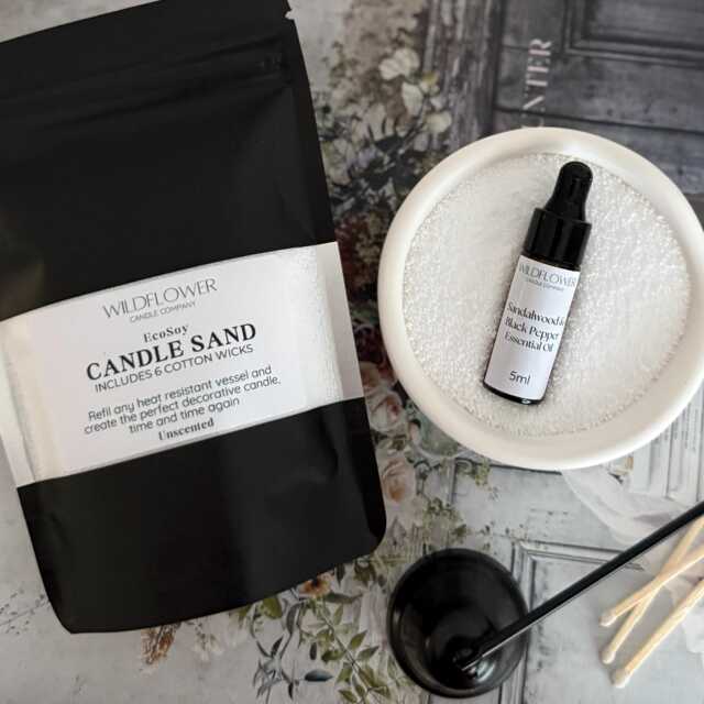 Eco Soy Candle Sand Refil Kit With A Free Cotton Wicks & Optional Signature Scent, Refillable, Sand, White Home Candles - image 1