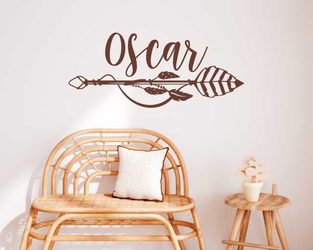 Boho Arrow Name Wall Decal - Custom Vinyl Sticker Bohemian Nursery D??cor Baby Art For Kids Room - image 1