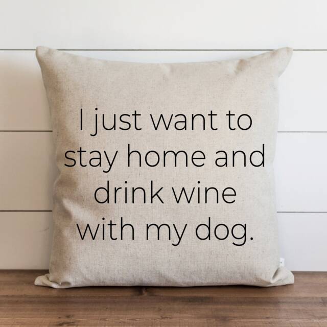 Wine With My Dog // 18 X 20 Pillow Cover Everyday Throw Gift Accent Cushion - image 1