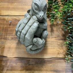 stone Garden Baby Dragon in Hand Wall Plaque Hanging Concrete Ornament - thumbnail 2