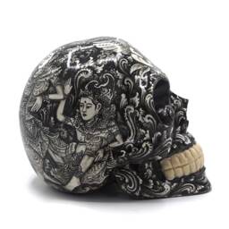 Hand Made Resin Skull, Hand Painted, Skull Art, Homeware, Local Bali Scenes, Sita Ram - thumbnail 3