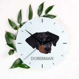 A Clock With A Dobermann Dog. New Collection The Geometric Dog