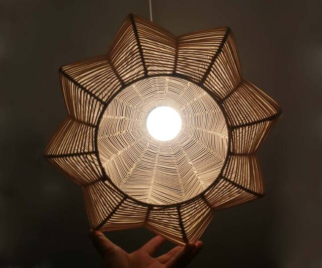 Wave Petal Shape Pendant Light, Handwoven Rattan Ceiling Lampshade 2 Size Options - image 1