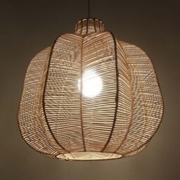 Wave Petal Shape Pendant Light, Handwoven Rattan Ceiling Lampshade 2 Size Options - thumbnail 3
