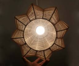 Wave Petal Shape Pendant Light, Handwoven Rattan Ceiling Lampshade 2 Size Options