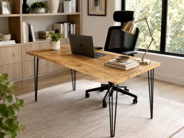 Reclaimed Wood Desk Handmade Home Office UK Made Hairpin Legs Industrial Rustic 69cm/27 - image 1