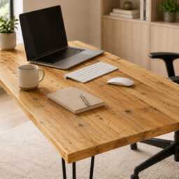 Reclaimed Wood Desk Handmade Home Office UK Made Hairpin Legs Industrial Rustic 69cm/27 - thumbnail 2