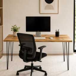 Reclaimed Wood Desk Handmade Home Office UK Made Hairpin Legs Industrial Rustic 69cm/27 - thumbnail 3