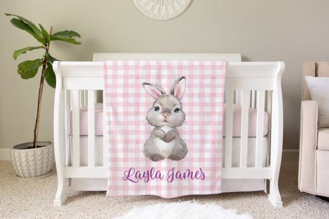 Bunny Personalized Baby Blanket, Gift, Coming Home Hospital Shower Gift Birthday Animal - image 1